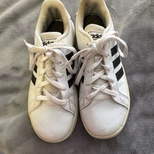 Adidas Kids White and Black Striped Sneakers
